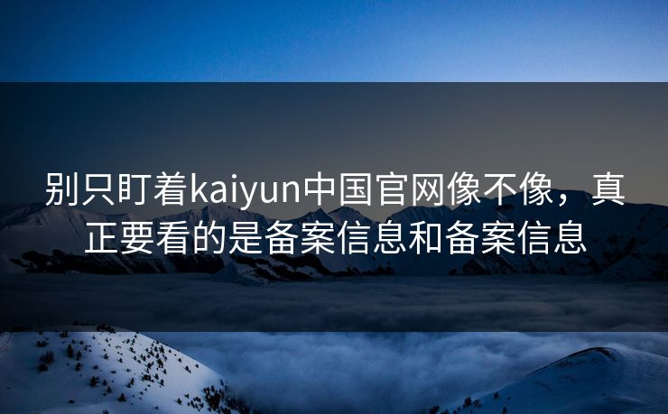 别只盯着kaiyun中国官网像不像，真正要看的是备案信息和备案信息